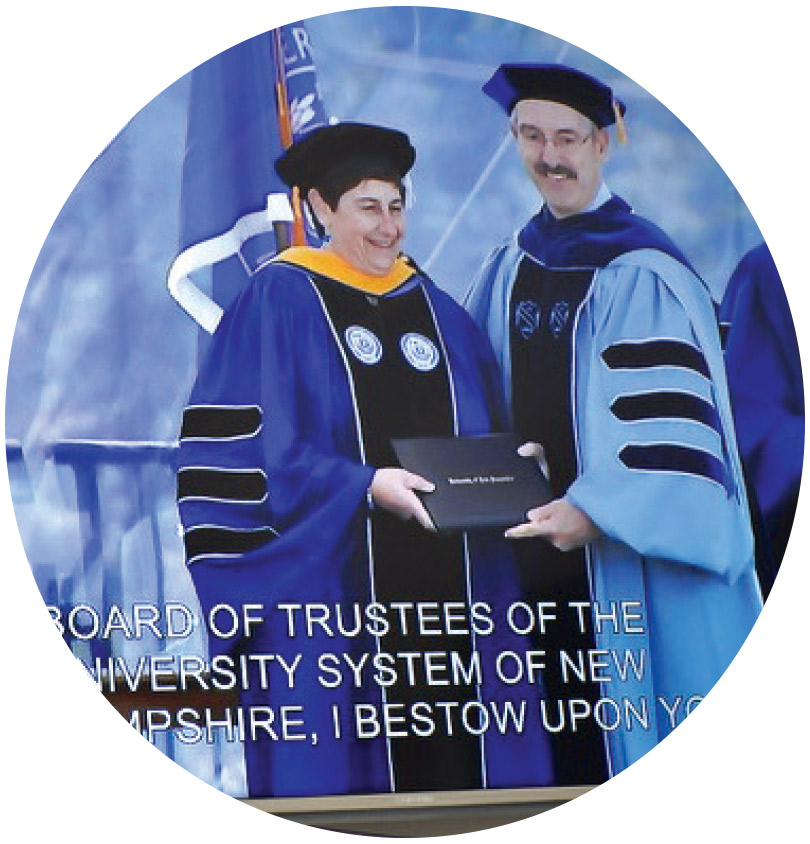 Dr. Julie Palais ’78 receiving an honorary degree from UNH