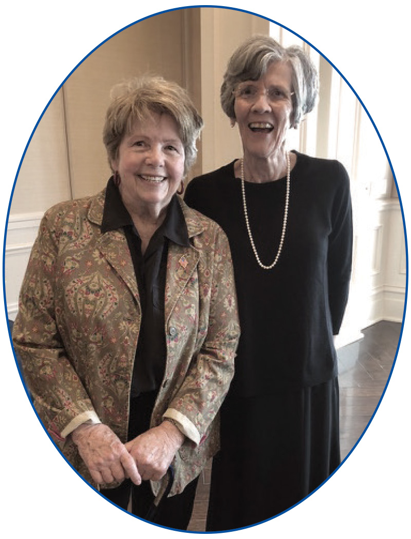 Linda Rhodes Swanson ’60 and Helene Brunelle Hickey ’60 reconnecting