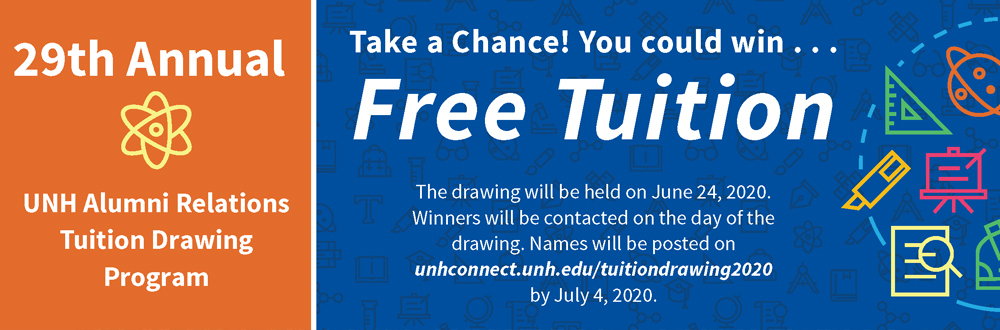 UNH Alumni Relations Tuition Drawing Program Advertisement