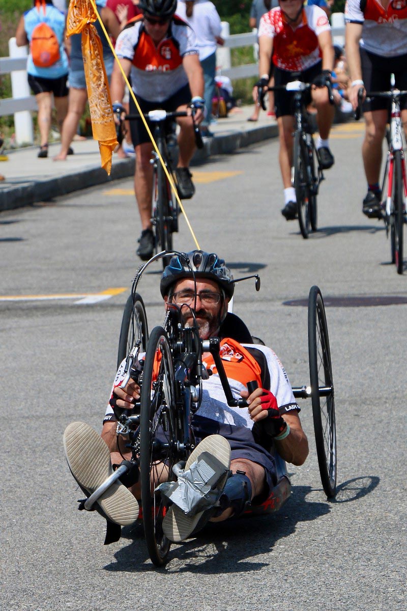 Todd Balf on recumbent bike