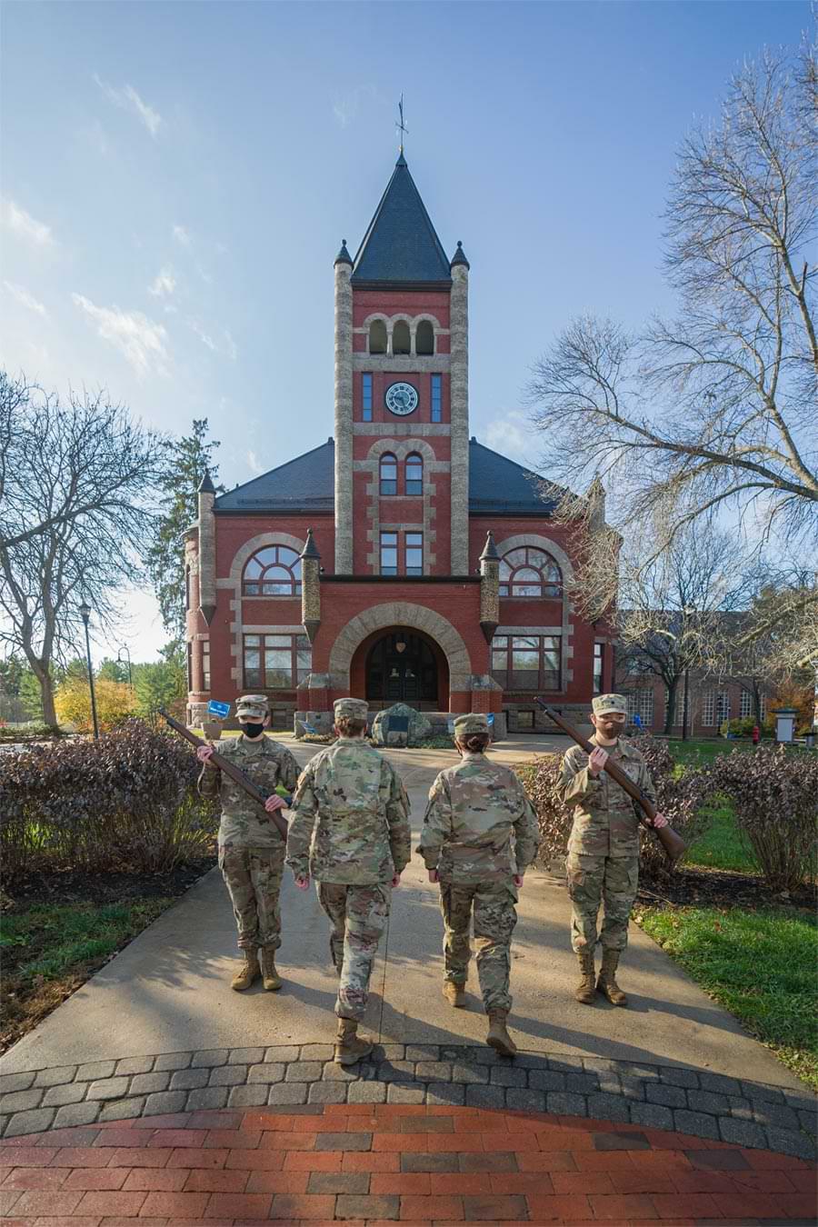 UNH ROTC members in march