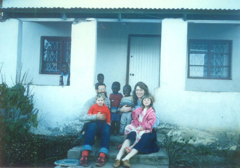 Ana Gobledale and family on front porch