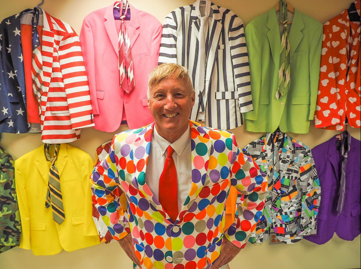 Melvin Llewellyn “Rus” Wilson Jr. ’78 with his colorful suits