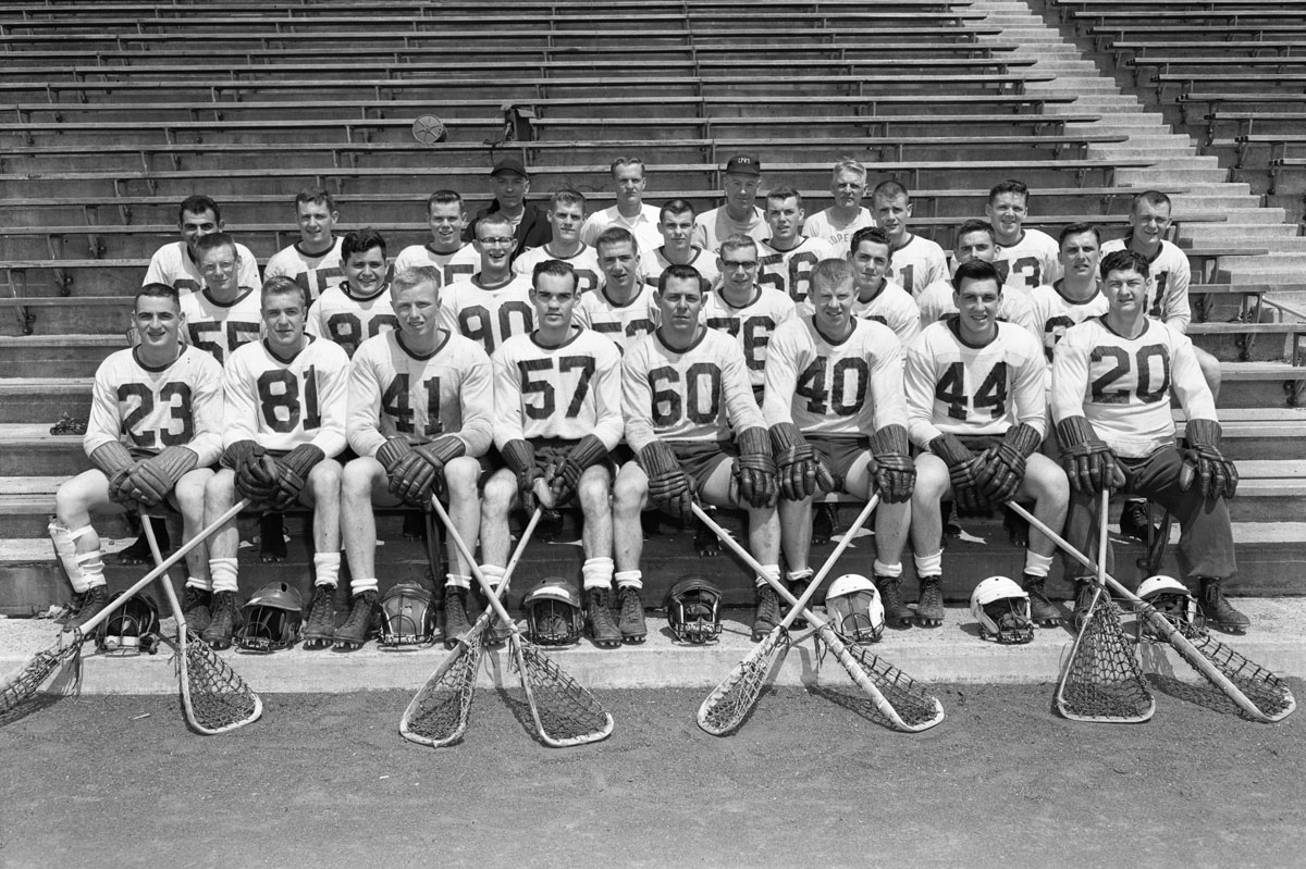 Lundholm (front row, No. 41) was always athletic; he played lacrosse at UNH