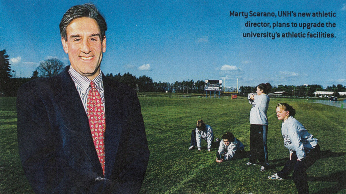 A 2000 UNH Magazine photo announcing Marty Scarano’s arrival on campus foretold his plans