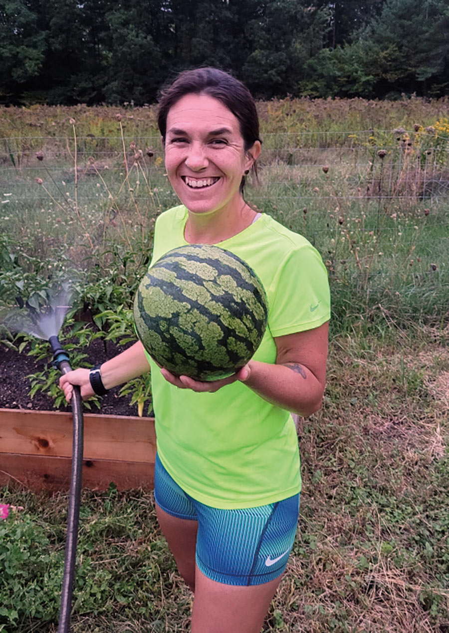 Amy Trueworthy holding a watermelon