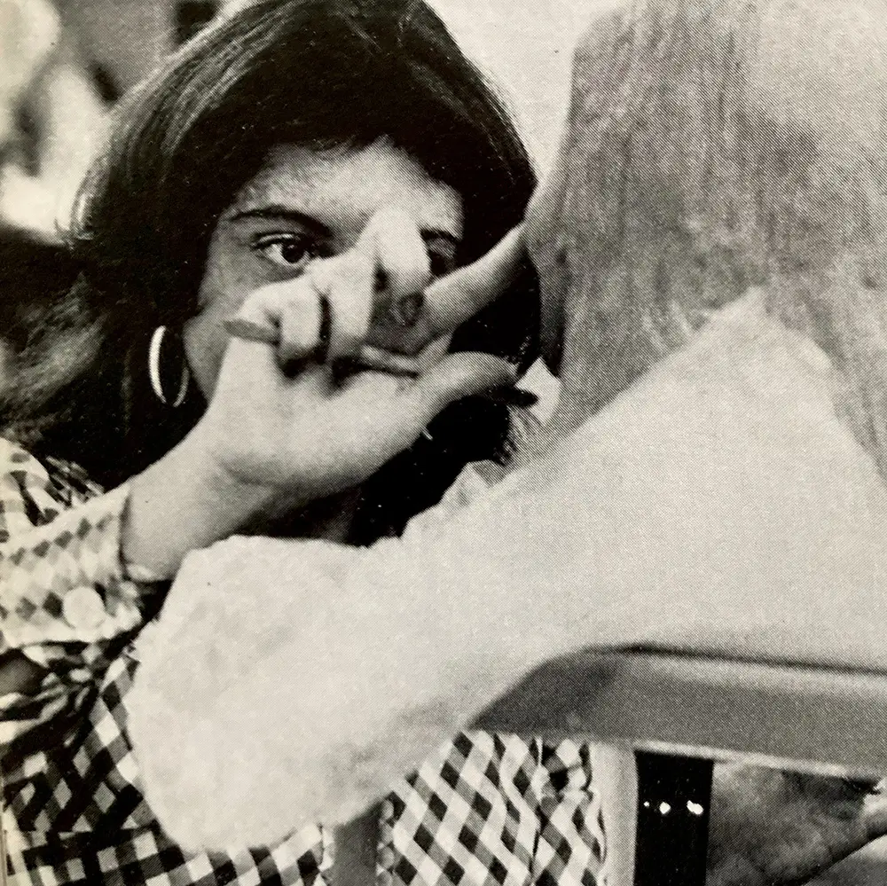 Older photo of student carving