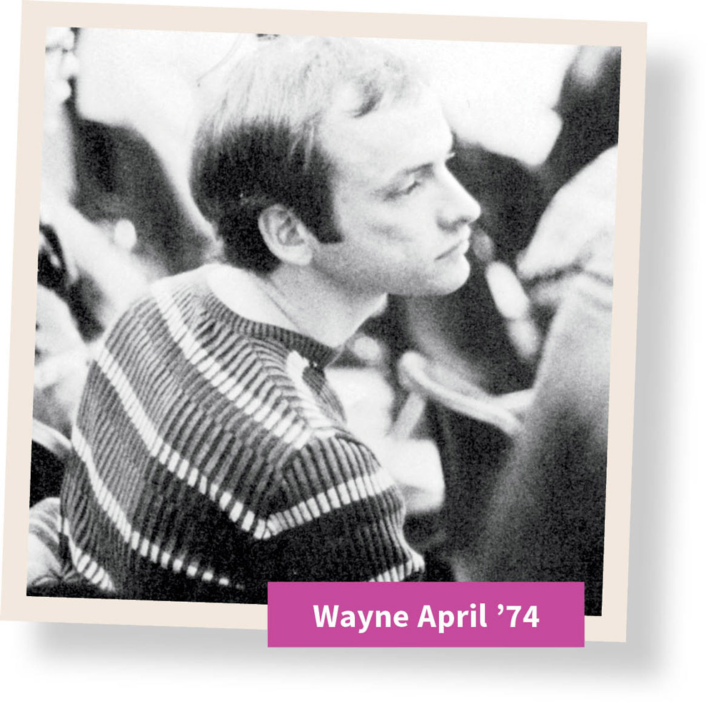 black and white photograph of Wayne April in 1974