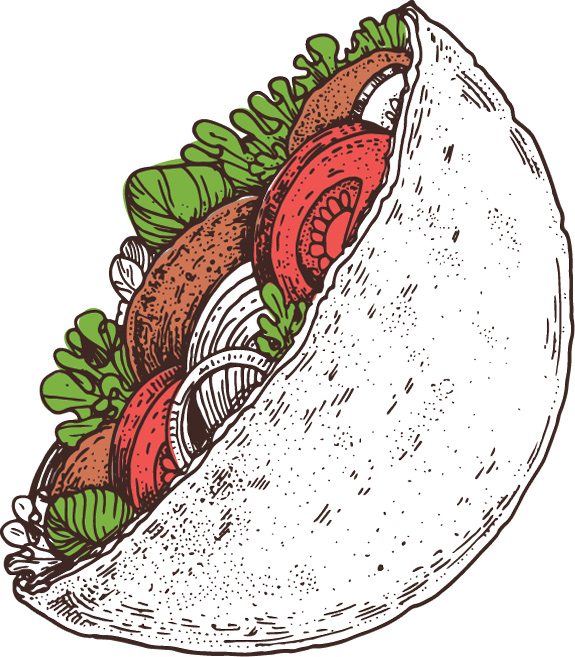 digital illustration of a falafel