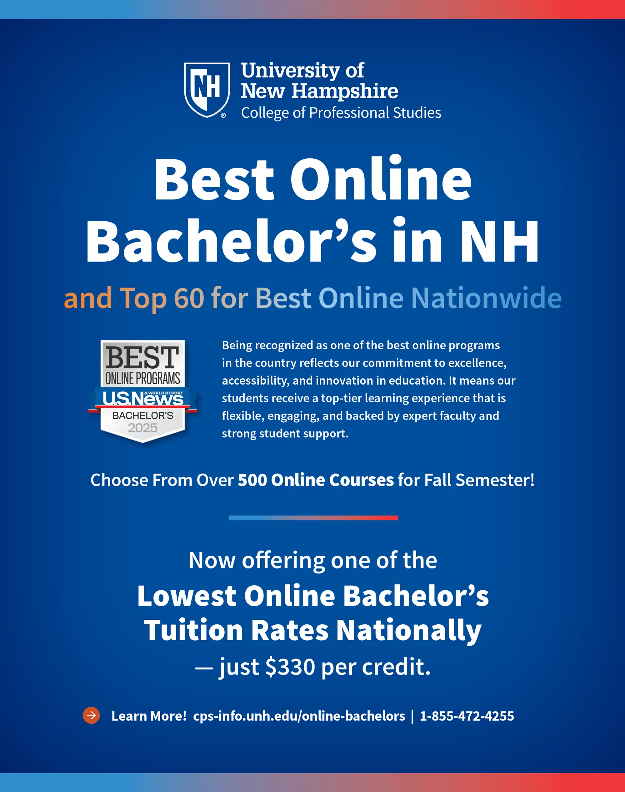 University of New Hampshire College of Professional Studies Advertisement