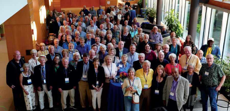 large group photo in hall lobby
