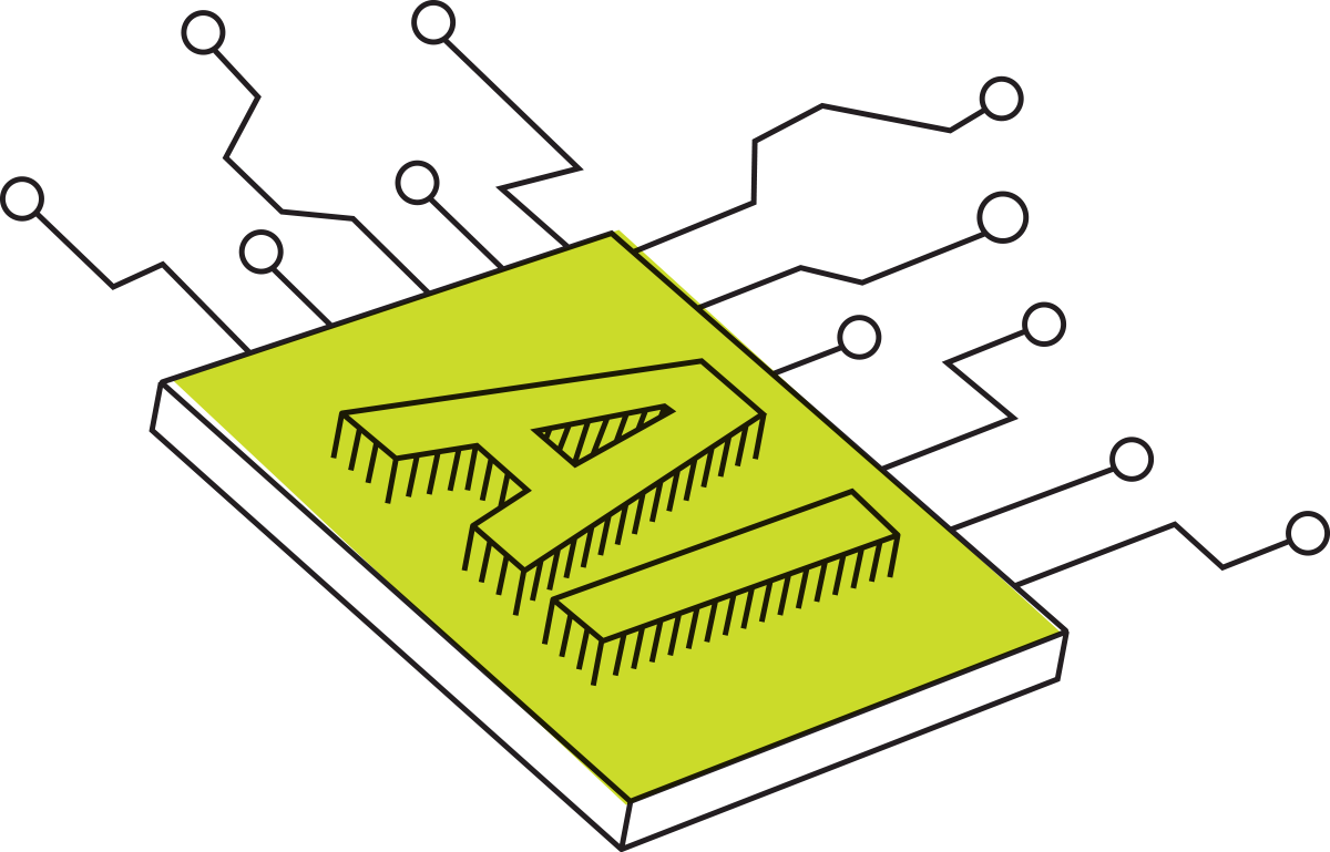digital illustration of AI microchip