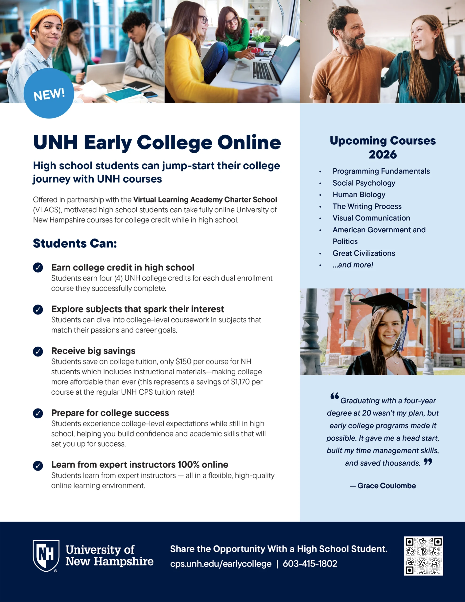 University of New Hampshire Early College Online Advertisement